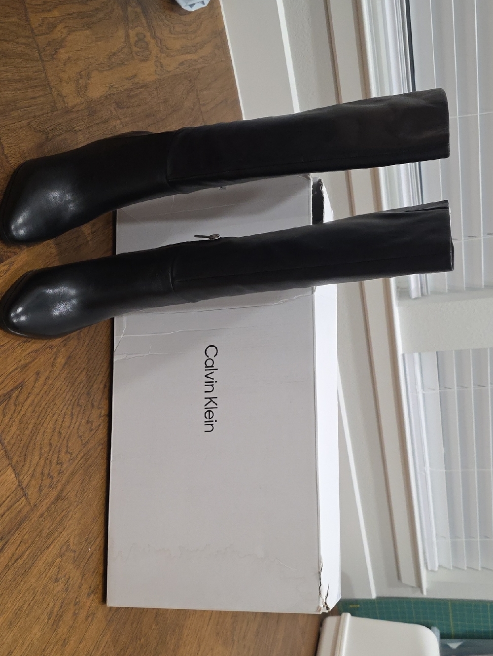 Calvin Klein Black Over-the-Knee Leather Boots